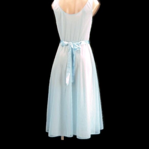 Vanity Fair Vintage 50s Blue Nightgown Size 32 Ribbon Trim Double Nylon Lace - Picture 3 of 12